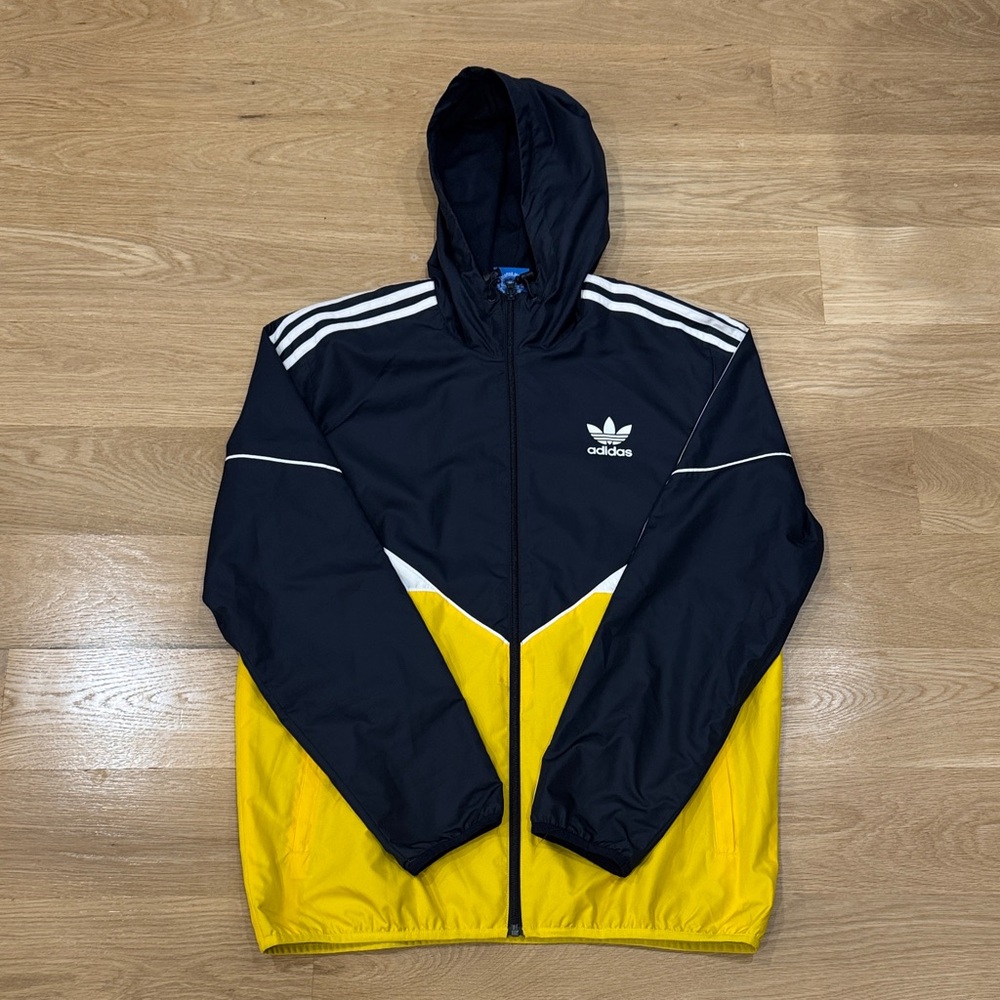 Adidas Men's Black and Yellow Windbreaker